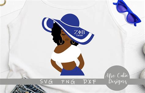 Zeta Sorority Girl Blue Hat African American Afro Woman Etsy