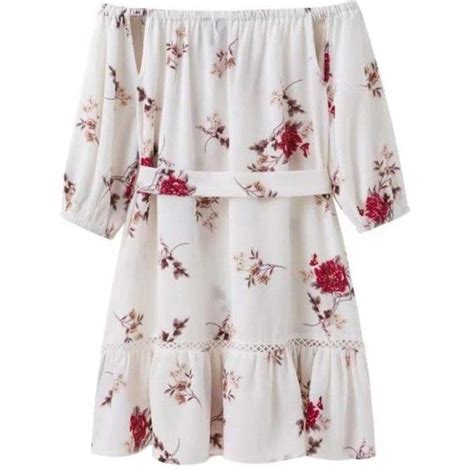 Floral Print Off Shoulder Summer Mini Dress Liked On Polyvore Featuring Dresses Off The