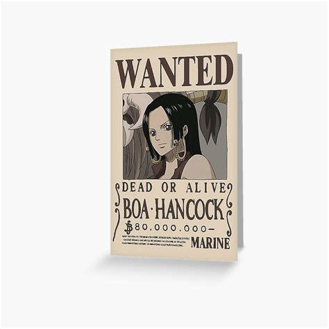 One Piece Wanted Bounty Poster Boa Hancock Png Greeting Card By Piecesan Redbubble