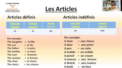 French Articles Les Articles French Definite And Indefinite Articles