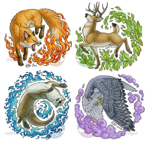 Fire Wolf Earth Deer Water Otter Cloud Or Air Hawk Mythical