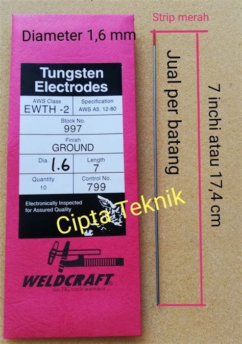 Jual Tungsten Elektroda Mm Per Batang Jarum Las Argon Tig Mm