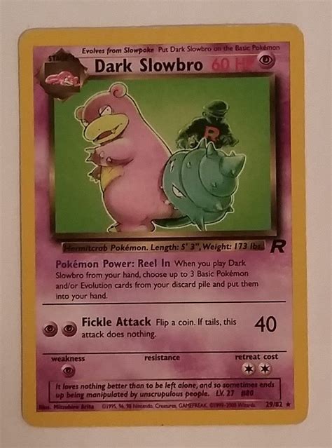Team Rocket Dark Slowbro Pokemon Card For Crafting Or Display Etsy