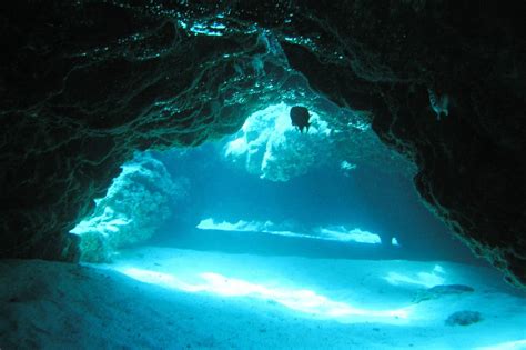 Framed Print Deep Blue Underwater Cave Picture Poster Ocean Sea