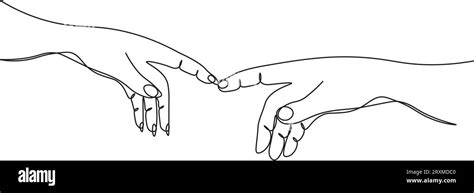 Continuous One Line Drawing Two Hands Touch Each Other Reconciliation