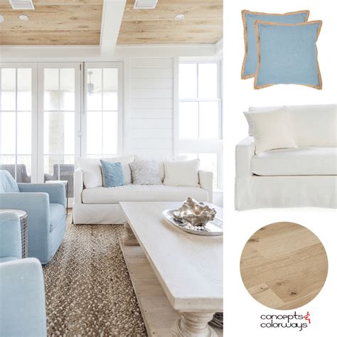 A Tan And Blue Color Palette For Coastal Living Rooms
