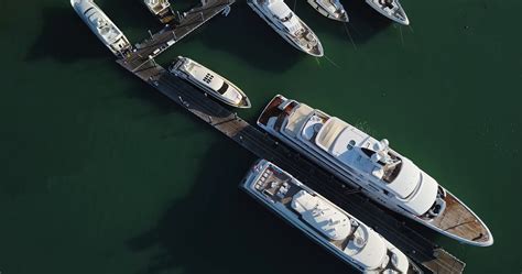 Birds Eye View Of Yachts And Boats In Miami Harbor Stock Footageview