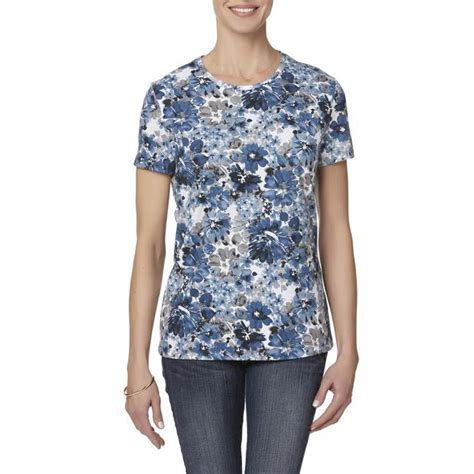 Laura Scott Womens Crew Neck T Shirt Floral