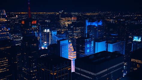 New York Usa Skyscrapers Night 4k Hd Wallpaper