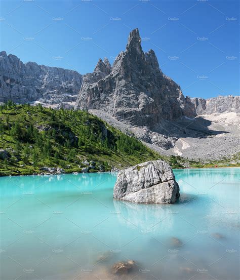 Lake Sorapiss In Dolomites Mountains ~ Nature Photos ~ Creative Market