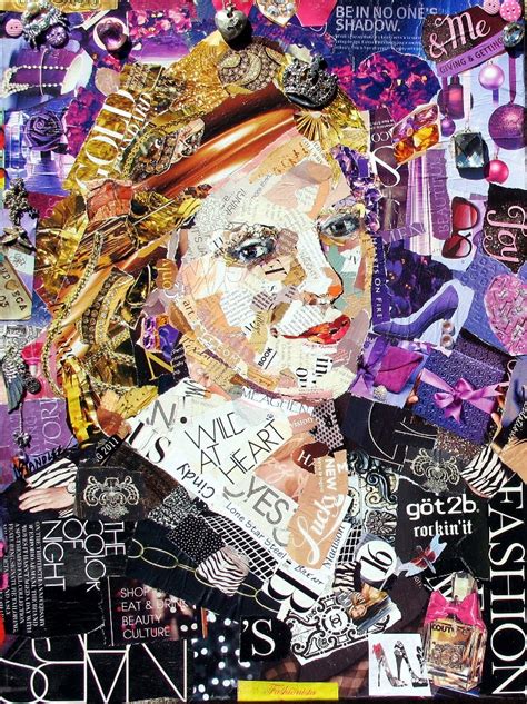 Mixed Media Artists International Torn Paper Portrait Collage Painting