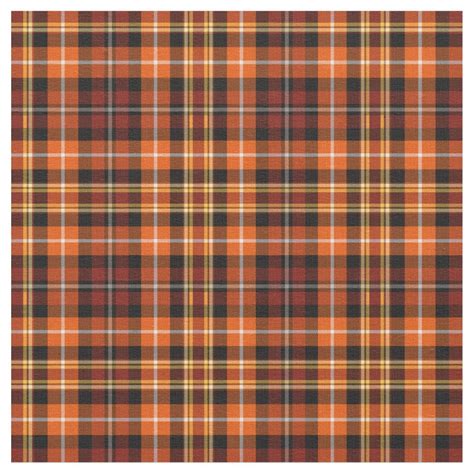 Fall Plaid Russet Brown Orange And Yellow Pattern Fabric Fall Plaid
