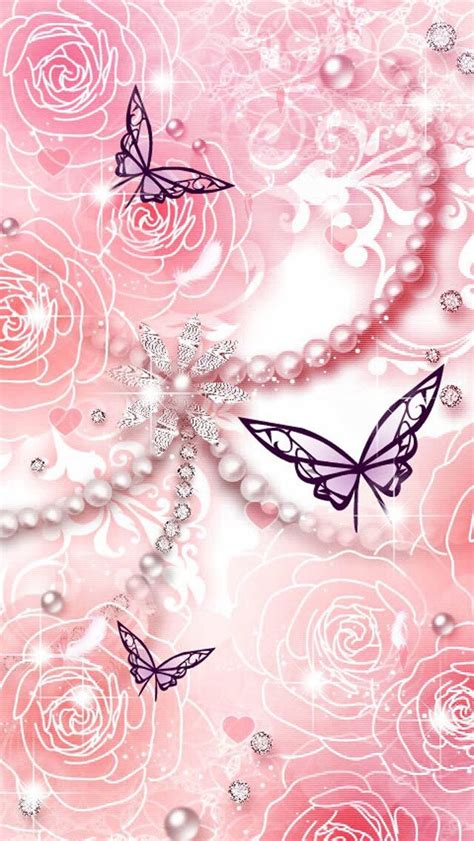 Pink Jewels And Butterflies Butterfly Wallpaper Bling Wallpaper
