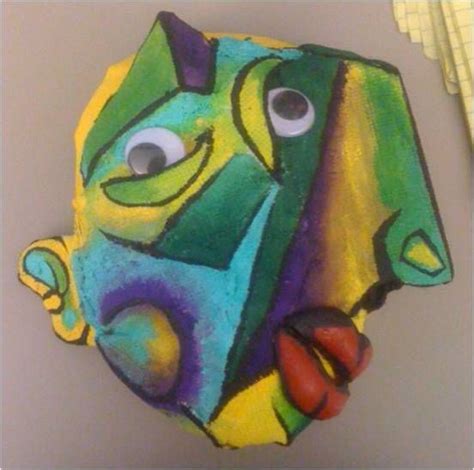 Hand Sculpted And Painted Picasso Mask For Halloween Used A Plastic