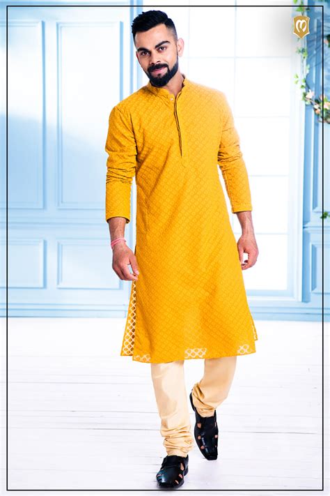 Vibrant Yellow Embroidered Kurta Gents Kurta Design Stylish Men Wear