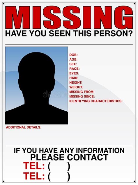 Missing Person Poster Stock Vector Illustration Of Search 16343674
