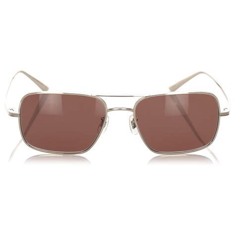 Oliver Peoples Brown Victory La Square Tinted Sunglasses Golden Metal Ref 195417 Joli Closet