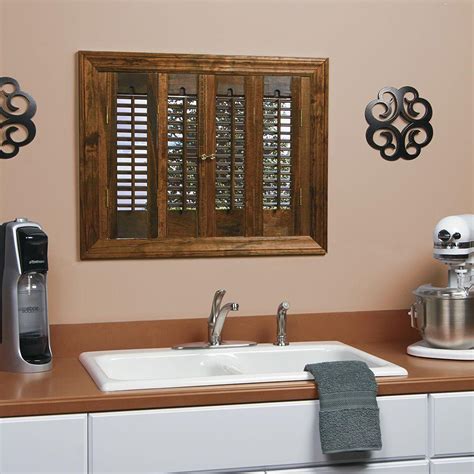 Use small shutters to build a window the vintage wooden shutter perfectly complements the rustic aesthetic, as though the two were built. homeBASICS Traditional Real Wood Walnut Interior Shutter ...