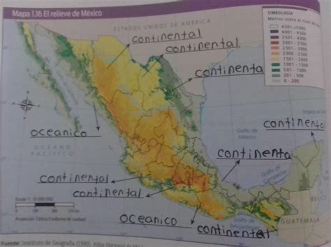 Actividad 5 1 Observa El Mapa 116 El Relieve De México Identifica