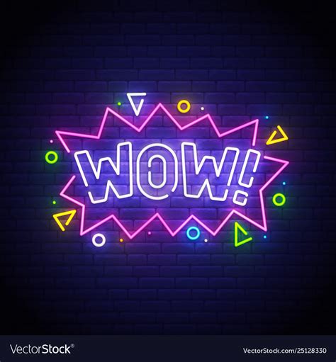 Wow Neon Sign Wow Neon Royalty Free Vector Image