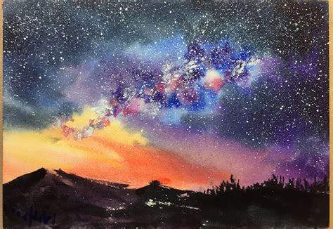 Night Watercolor Painting At Getdrawings Free Download