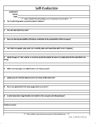 Receptionist self evaluation form pdf. Free Basic Detailed Employee Self-Evaluation Form from ...