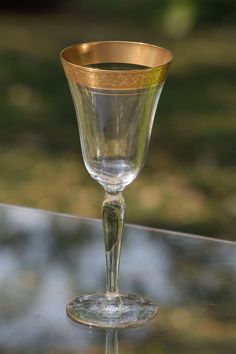 Tiffin Minton Water Wine Goblet Glasses Set 4 Gold Encrusted Vintage Stemware Agrohort Ipb Ac Id
