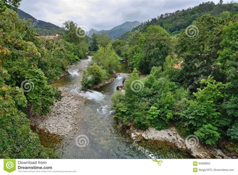 Landscape With A River At The Bottom Of The Mountain Gorge Stock Image
