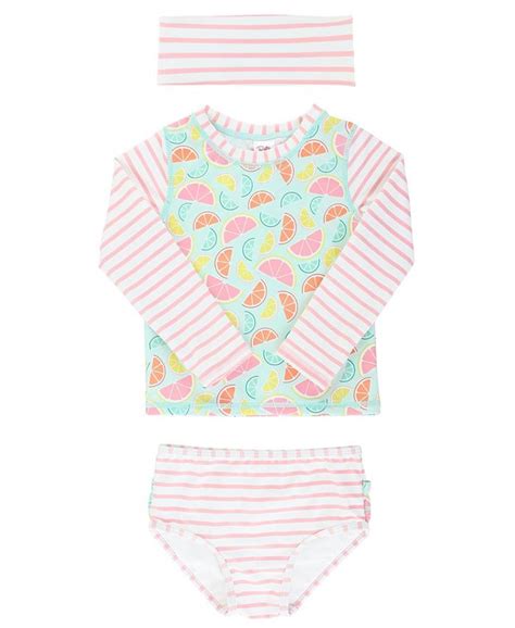 Rufflebutts Little Girls Long Sleeve Rash Guard 2 Piece Swimsuit Swim