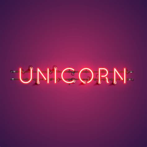 Neon Realistic Word Unicorn For Advertising Vector Illustration