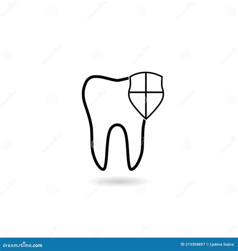 Protected Tooth Icon With Shadow Stock Vector Illustration Of Human