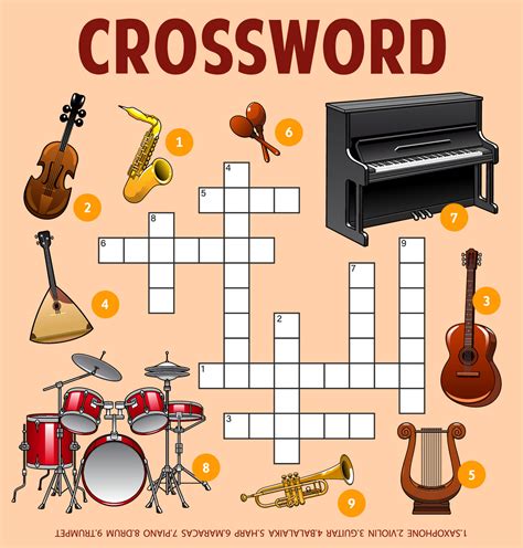 Musical Instruments Crossword Puzzle Worksheet 14041707 Vector Art At