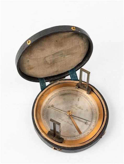 boettger field compass with silvered dial and fitted case zother industry science and technology