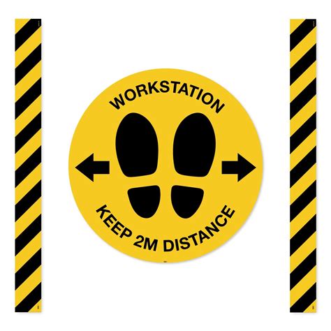 Work Station Keep 2m Distance Set Floor Safety Markers Anti Slip