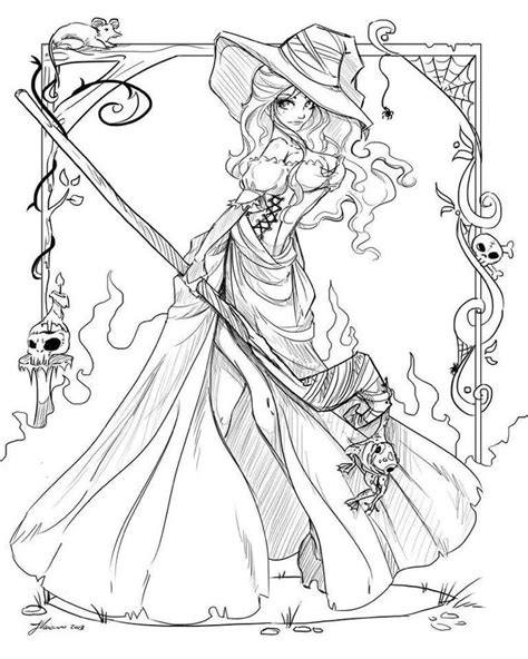 Sexy Witch Art Witch Coloring Pages Halloween Coloring Book Halloween Coloring