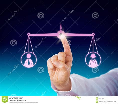 Keeping A Female And Male Worker Balanced By Touch Stock Photo Image