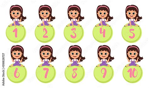 Happy Kid Sits Number Vector Illustration Cartoon Kids With 12345