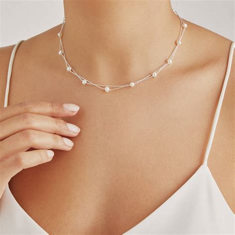 Rose Silver Or Gold Layered Pearl Necklace By Lily Roo