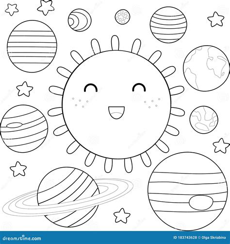 Coloring Page Of Solar System Stock Vector Illustration Of Baby Mars