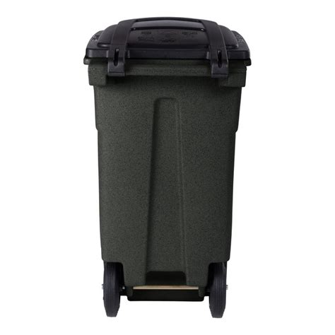 Toter 32 Gallons Greenstone Plastic Wheeled Trash Can With Lid Outdoor