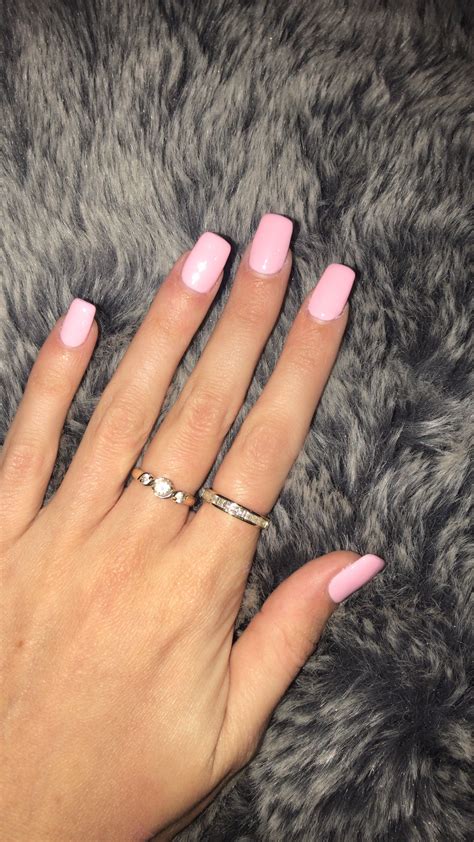 Short Baby Pink Square Acrylic Nails Finally Some