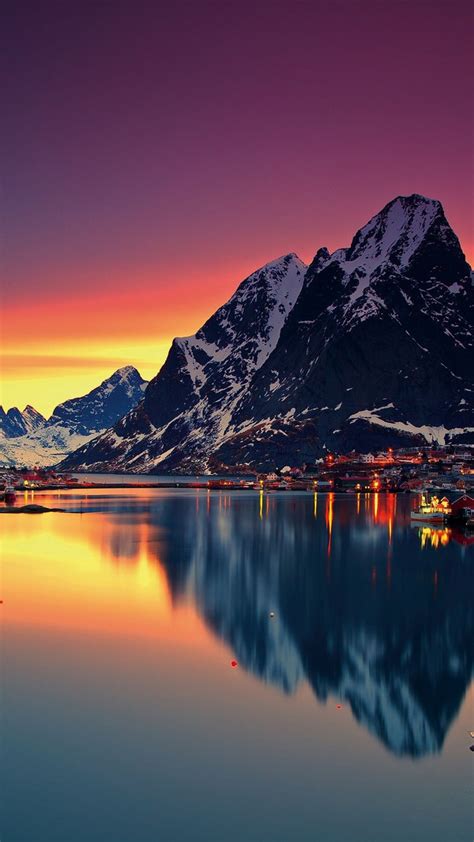 Mountain Lofoten Norway Sky Sea Lofoten Islands Iphone Wallpaper