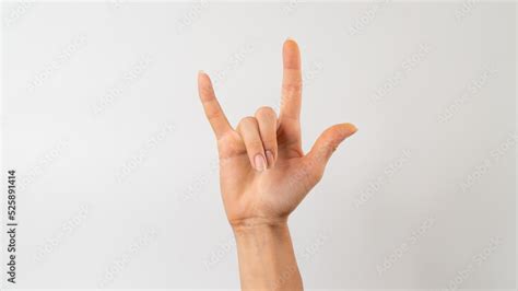 Sign Language Of The Deaf And Dumb Phrase I Love You Stock Photo