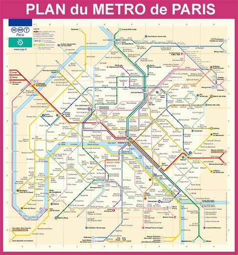 Plan du métro de Paris Plan réseau metro parisien Paris metro map