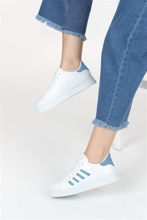 Beyaz Mavi Spor Ayakkabı 116621 ModamızBir Modamizbir Com