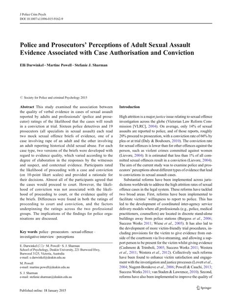 Pdf Police And Prosecutors’ Perceptions Of Adult Sexual Assault Evidence Associated With Case