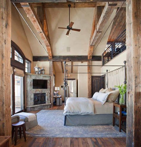 It has a wooden plank shiplap finish that sets a charming contrast to the light gray walls and carpeted flooring that puts emphasis on the lush green scene outside the glass window and door. 40 Amazing rustic bedrooms styled to feel like a cozy getaway