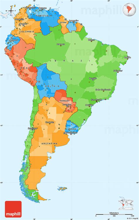 Political Simple Map Of South America Single Color Outside