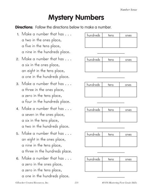 Find The Mystery Numbers Worksheet