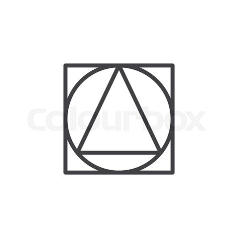 Triangle Inside Circle And Square Geometrical Figure Outline Icon